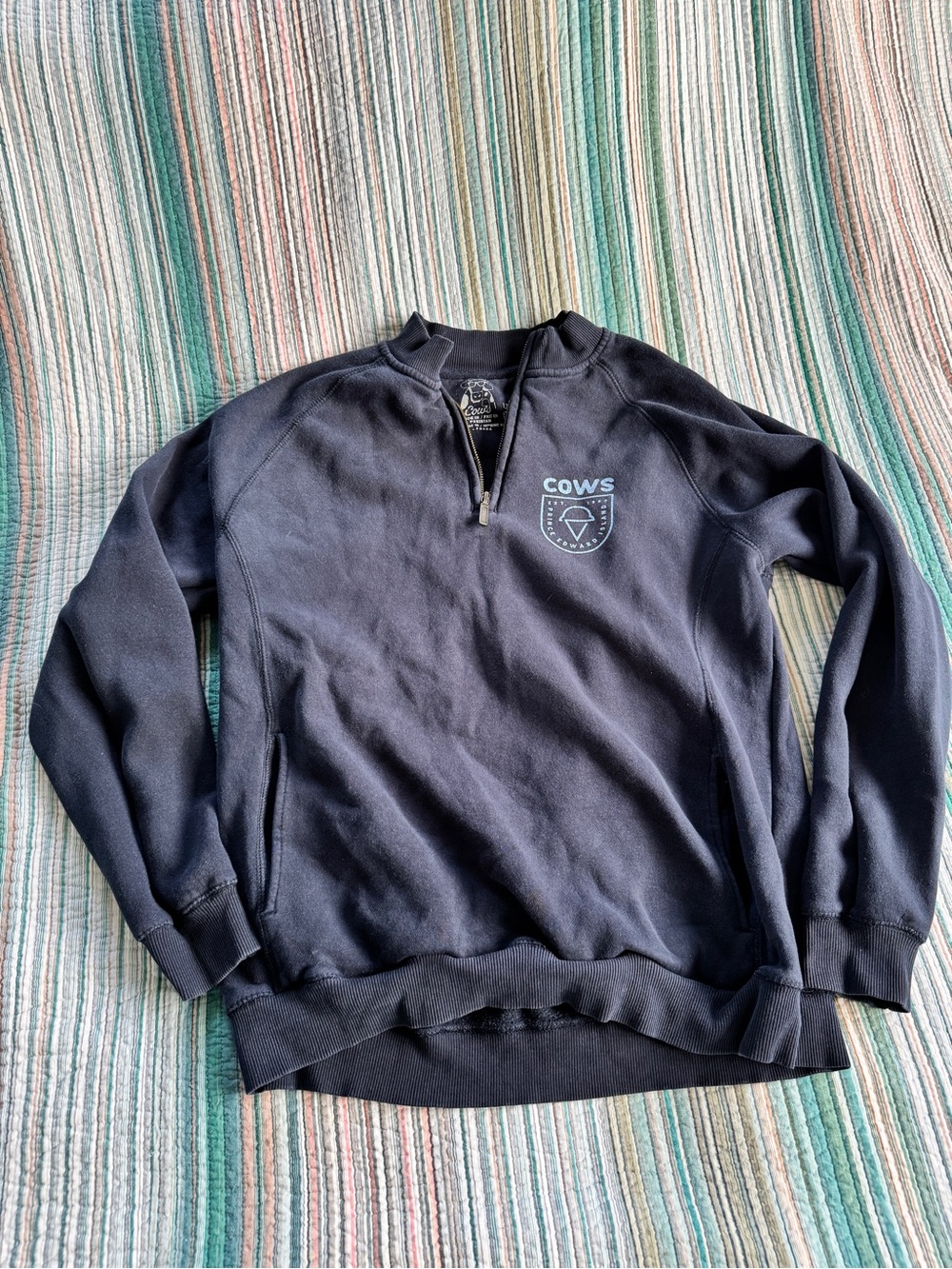 Navy Quarter-Zip Turtleneck Pullover